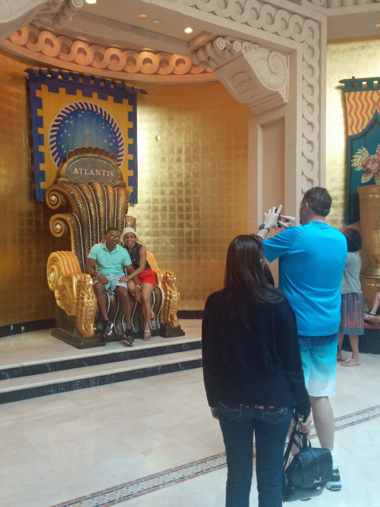 An image of Poseidon's throne chair at Atlantis Paradise Island, Bahamas