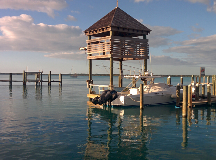 An image of a boat and dock taken in HDR 