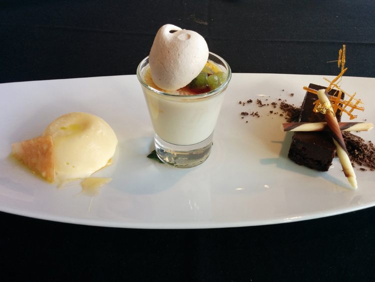 An image of a dessert plate at the Three Ravens Restaurant and Wine Bar