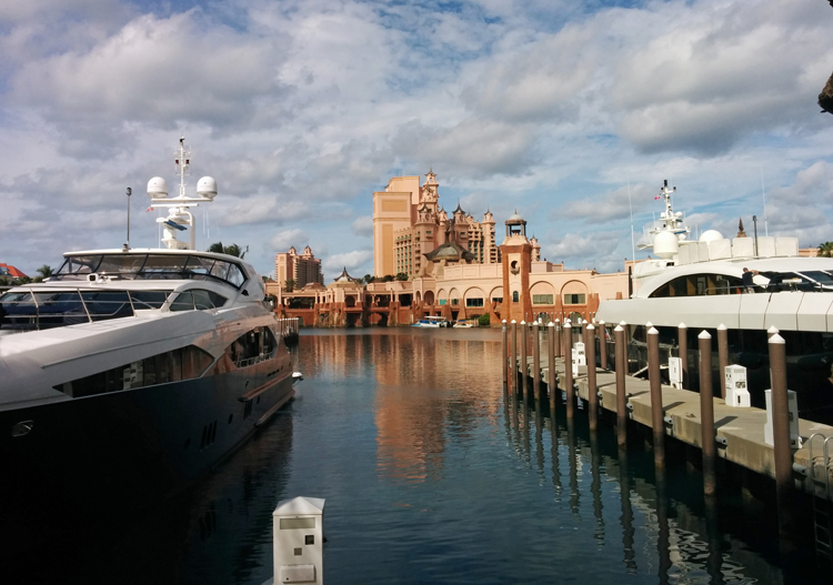 An image of yachts in the marina at Atlantis Resort, Paradise Island, Bahamas