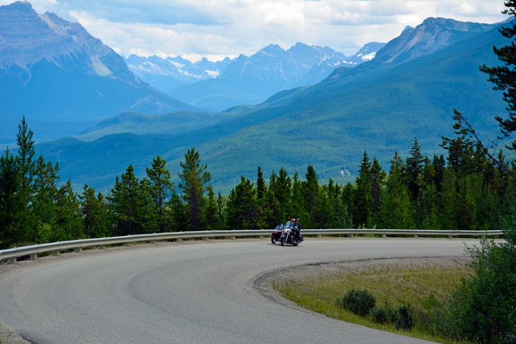 An image of a motorcycle on a road in Jasper National Park