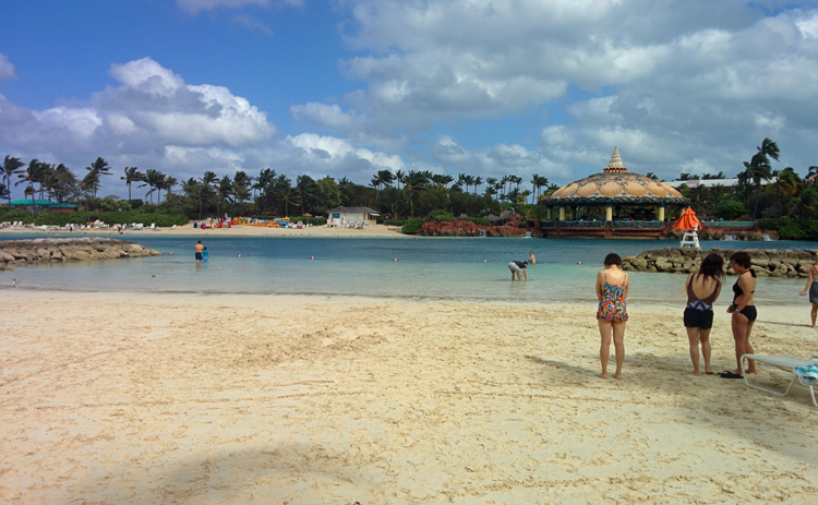 An image of a sandy swimming area at the Aquaventure Water Park at Atlantis Resort, Paradise Island, Bahamas
