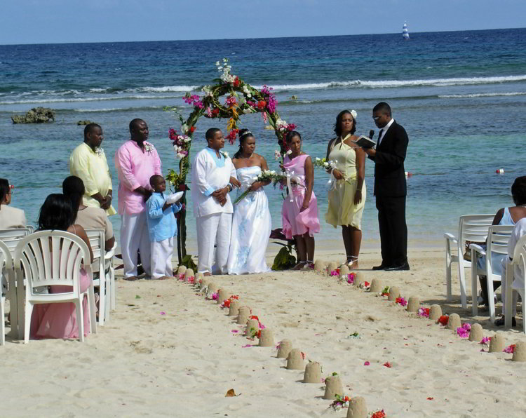 An image of a wedding on a beach in Jamaica