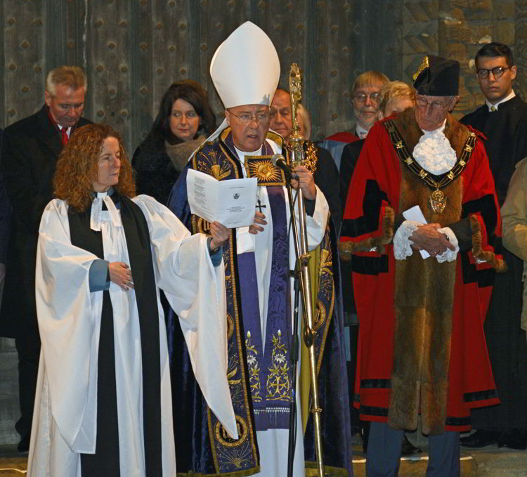 An image of the blessing of the Lincoln Christmas Market in Lincolnshire, England.