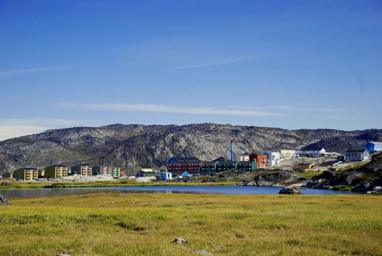 An image of Ilulissat town from a distance - ilulissat Greenland