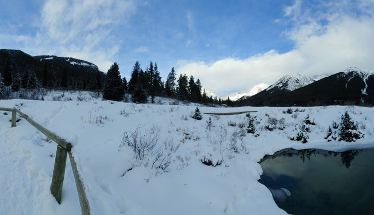 An image of the ink pots in winter in Banff National Park, Alberta - Johnston Canyon Winter Hike and ink pots hike