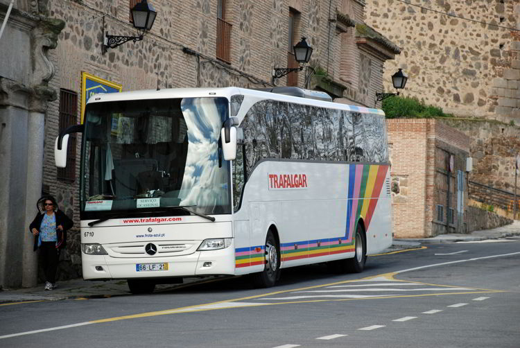 An image of a Trafalgar motorcoach in Toledo, Spain - Trafalgar Tours Europe