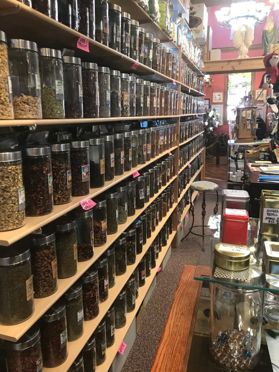An image of tea canisters at Glenn's Restaurant in Red Deer. Photo by Debbie Olsen