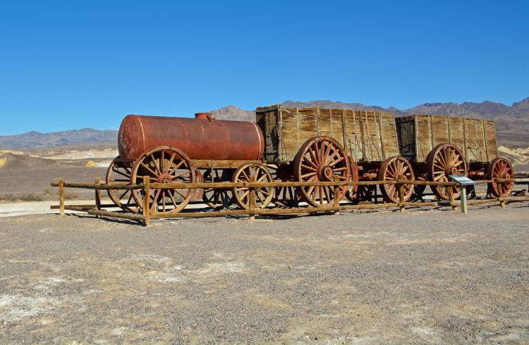 An image of a wagon at Harmony Borax Works in Death Valley National Park in California - visiting Death Valley
