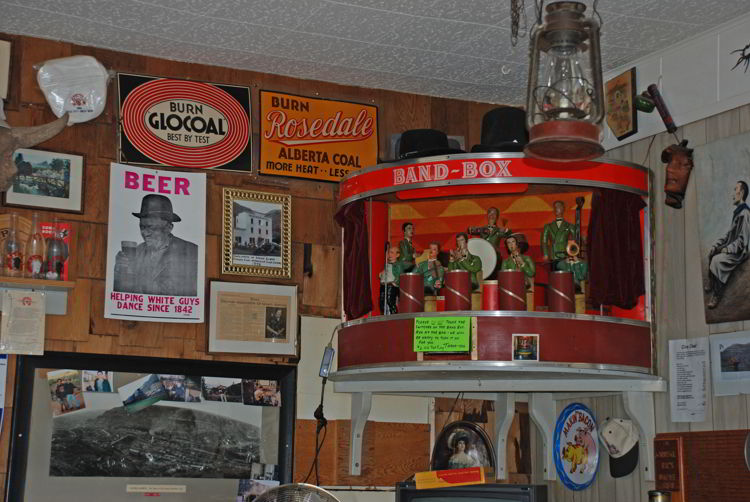 An image of an antique music box in the Last Chance Saloon in Wayne, Alberta near Drumheller, Alberta