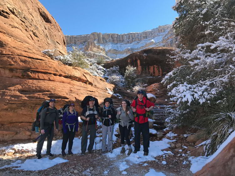 An image of a group of hikers on the Havasupai hike