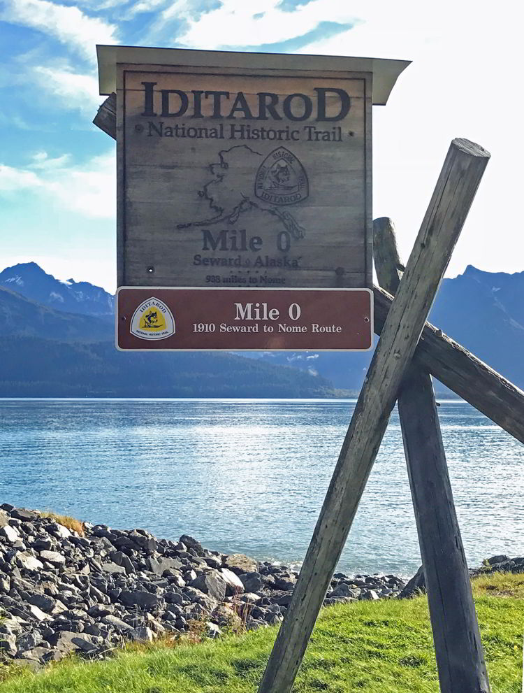 An image of the mile zero monument on the Iditarod Trail in Seward, Alaska USA - Things to do in Seward, Alaska