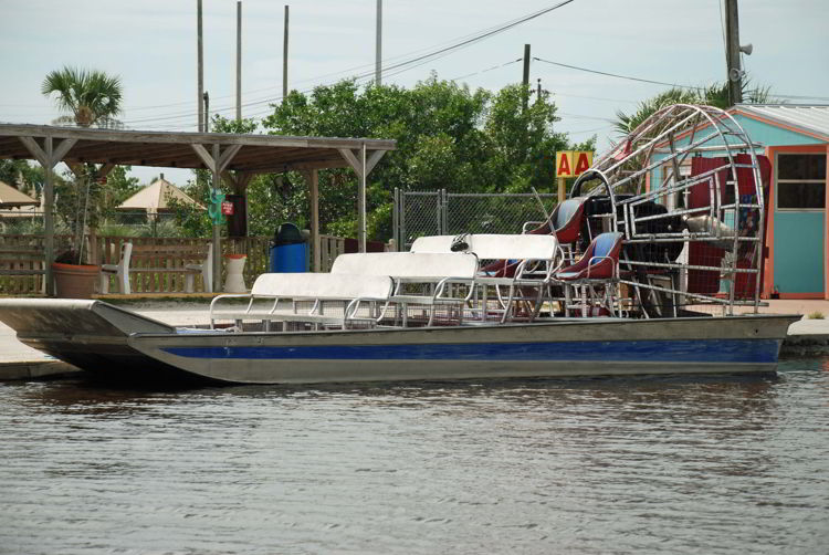 A image of an airboat used to provide tours in the Florida Everglades.