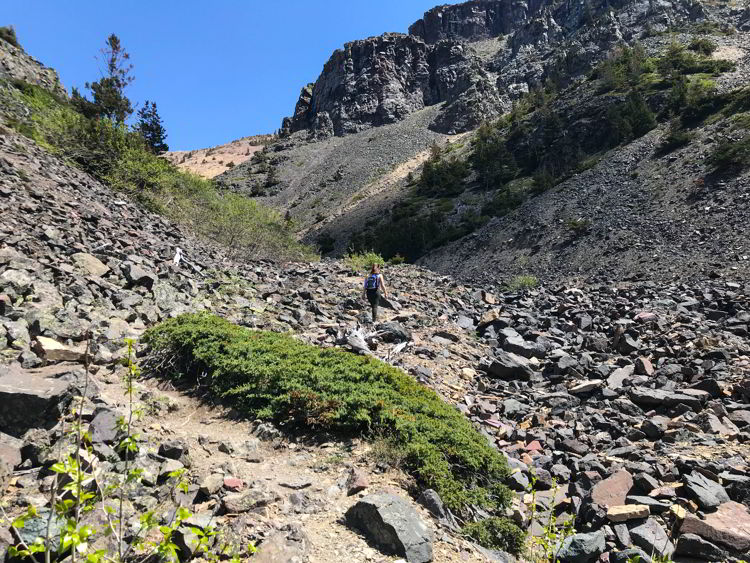 An image of the Table Mountain Alberta Trail where it gets steeper. 