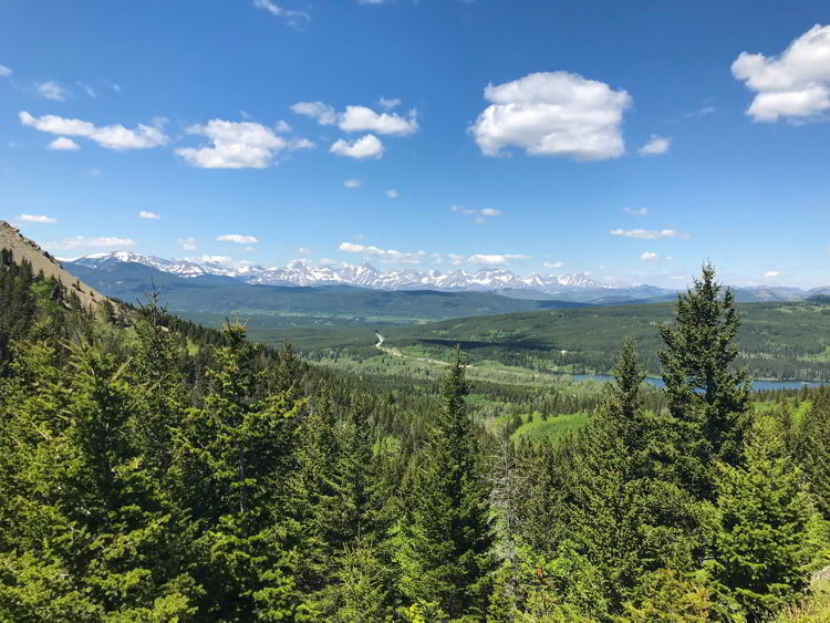 An image of the view from the trail on the Table Mountain hike in Alberta, Canada. 