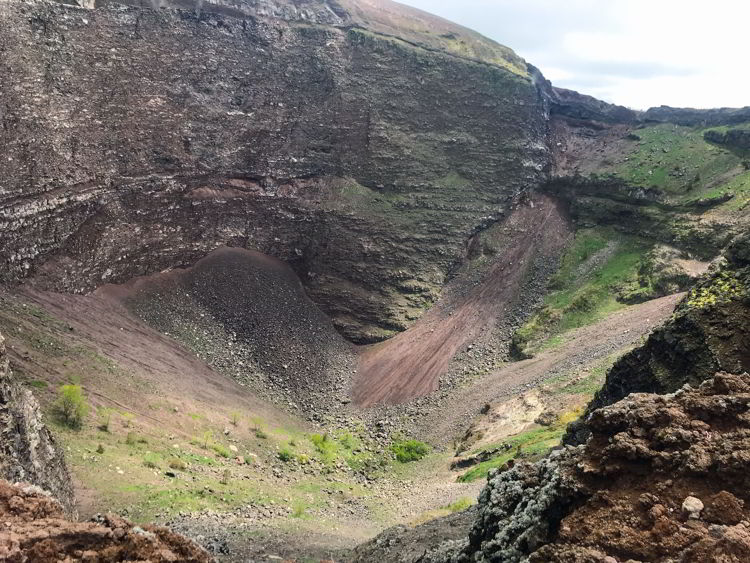 An image of the caldera of Mount Vesuvius near Naples, Italy.