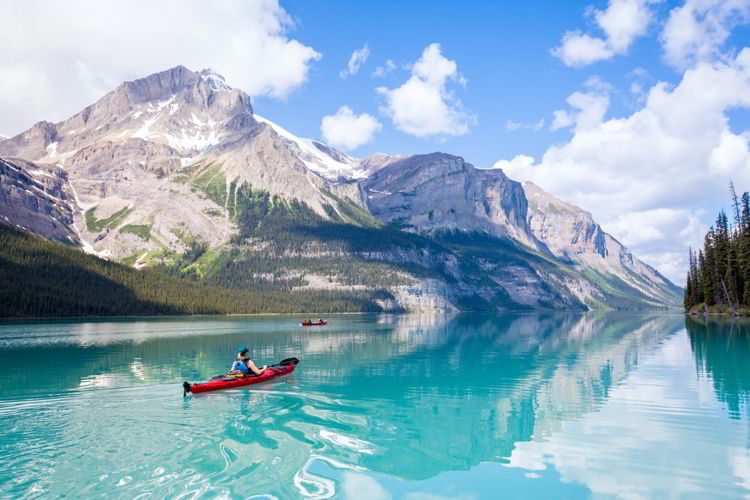 An image of Maligne Lake in Jasper National Park, Alberta Canada.