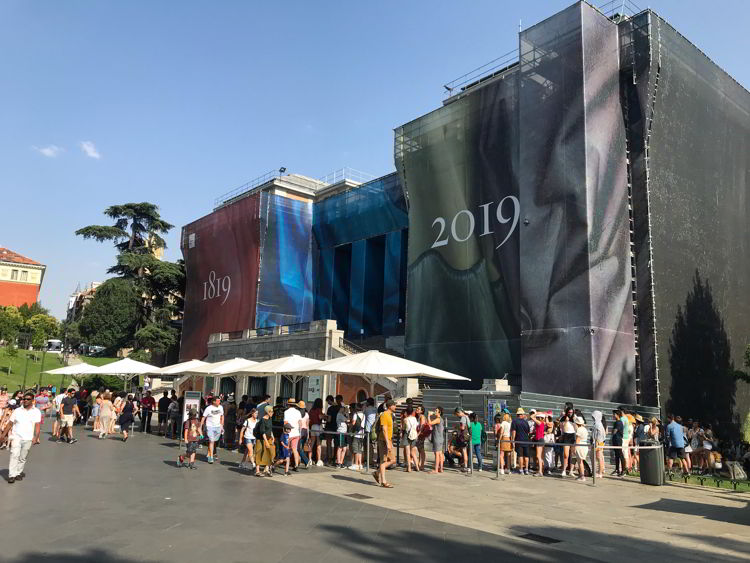 An image of the front of the Prado Museum in Madrid, Spain - free things to do in Madrid.