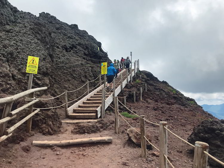 An image of the steps on the trail in Mount Vesuvius National Park near Naples, Italy - Hiking Mt Vesuvius