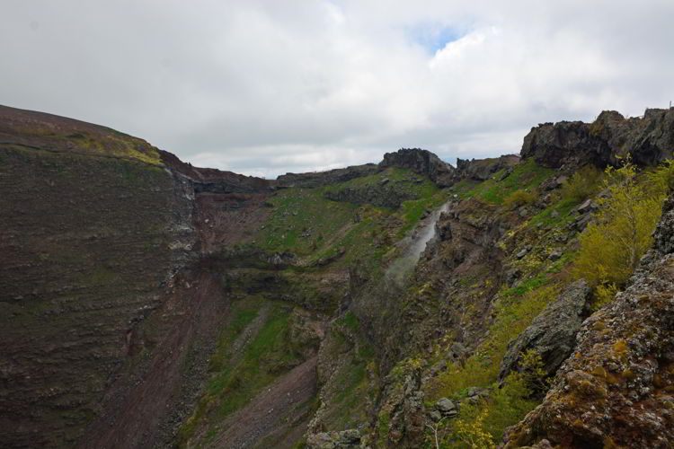 An image of the steam vents inside the caldera of Mt Vesuvius.