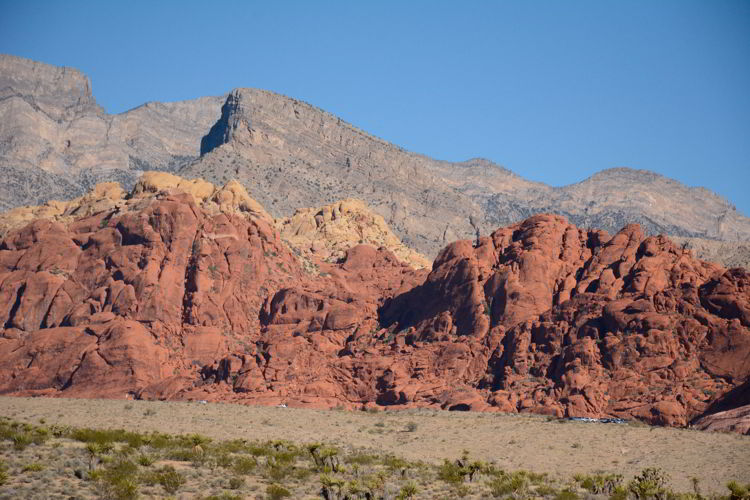 An image of Turtle Head Mountain and the Calico Hills in Red Rock Canyon near Las Vegas, Nevada. 