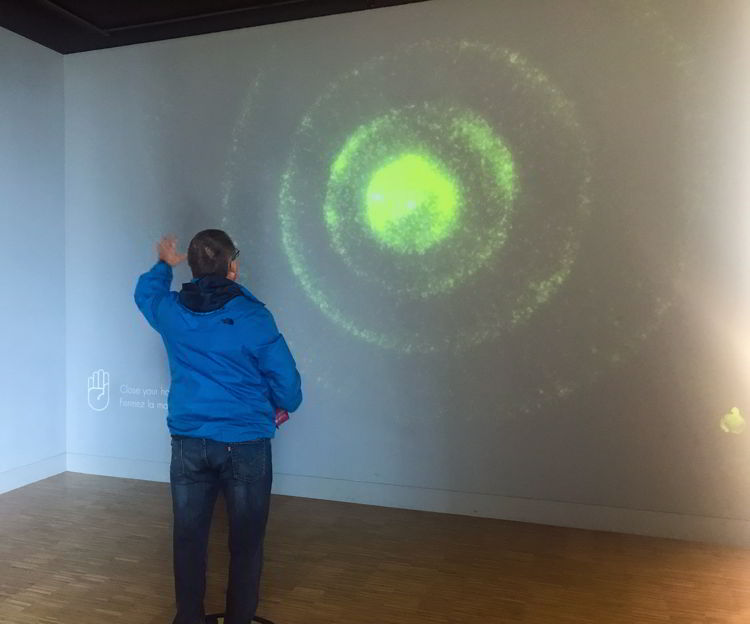 An image of a man in the bodyphonic exhibit at Studio Bell in Calgary, Alberta. 