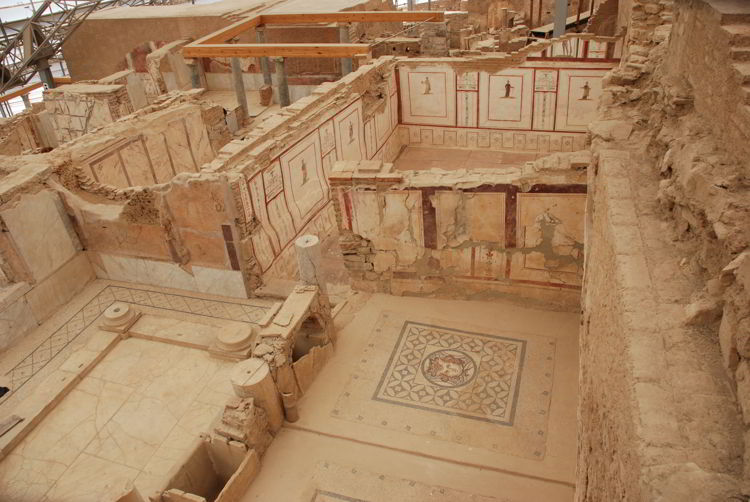 An image of the intricate tile work and frescos in the Terrace Houses in ancient Ephesus.