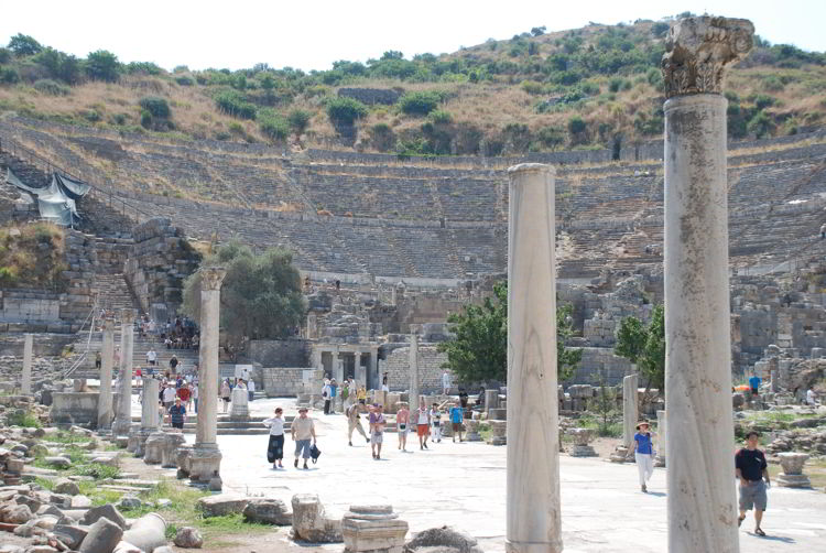 An image of the Great Theatre of Ephesus as seen on a private tour. 