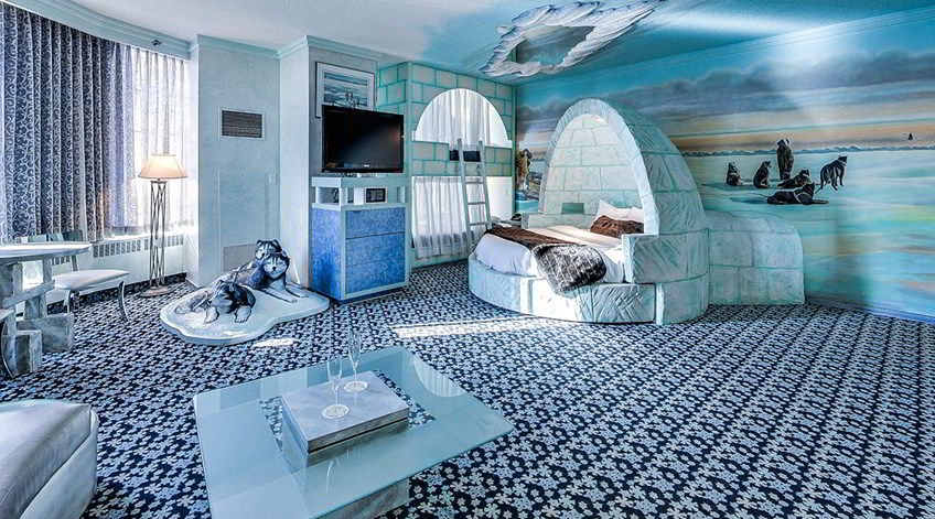 An image of the igloo theme room at the Fantasyland hotel in Edmonton, Alberta - Quirky accommodation
