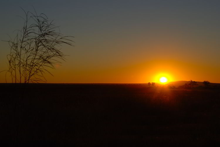 An image of the sunset in the Queensland outback in Australia. 