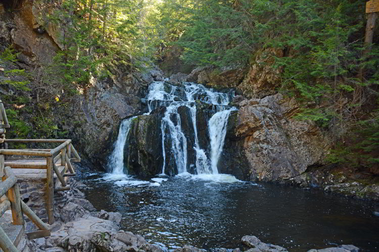 An image of a waterfall in Victoria Park in Truro, Nova Scotia. 