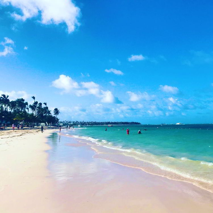 An image of Bavaro Beach near the Lopesan Costa Bavaro Resort in Punta Cana, Dominican Republic. 
