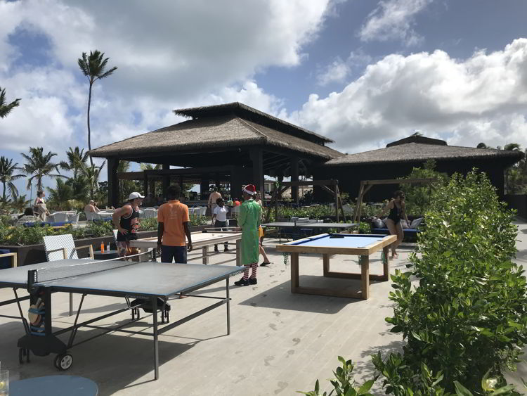 An image of the outdoor gaming are with ping pong and pool at the Lopesan Costa Bavaro in Punta Cana, Dominican Republic. 