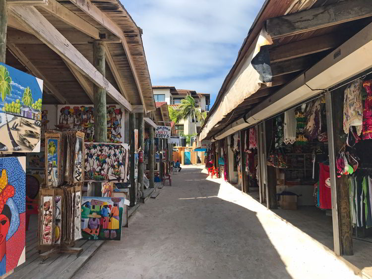 An image of the shopping area on Bavaro Beach next to the Lopesan Costa Bavaro Resort in Punta Cana, Dominican Republic. 