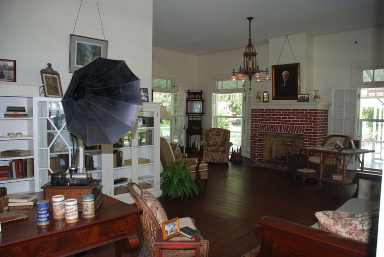 An image of the living room of Thomas Edison's winter home in Fort Myers, Florida. 