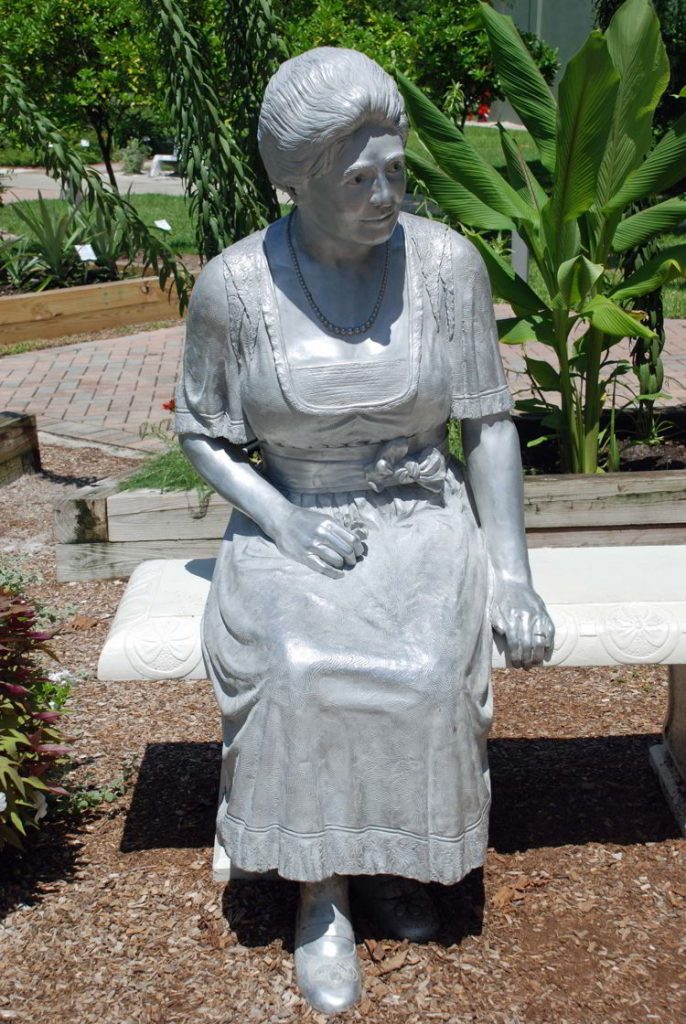 An image of a statue of Mina Edison at the Ford Edison Winter Estates in Fort Myers, Florida. 