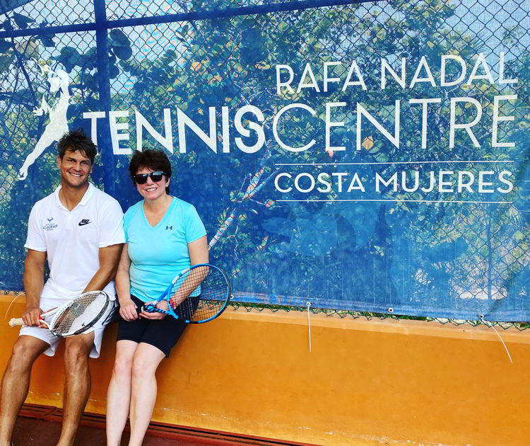 An image of two people at the Rafa Nadal Tennis Academy in Costa Mujeres, Mexico.