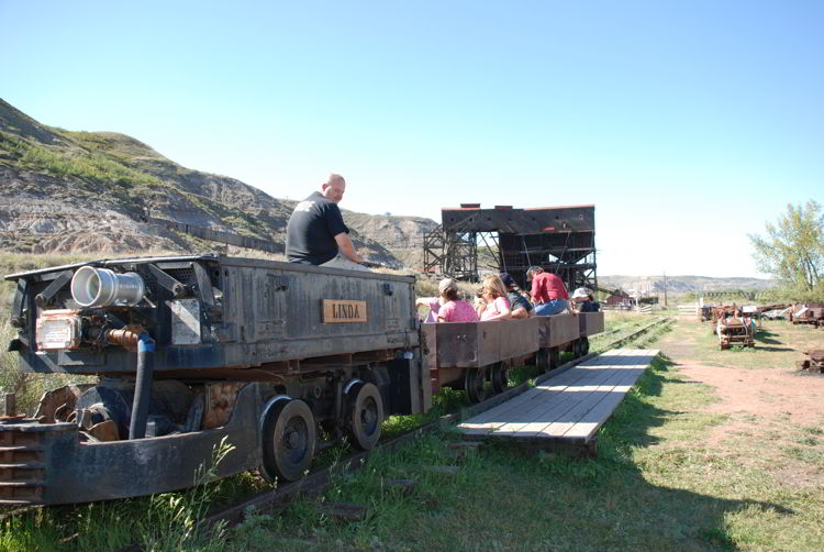 An image of the Atlas Coal mine train ride in Drumheller, Alberta - things to do in Drumheller. 