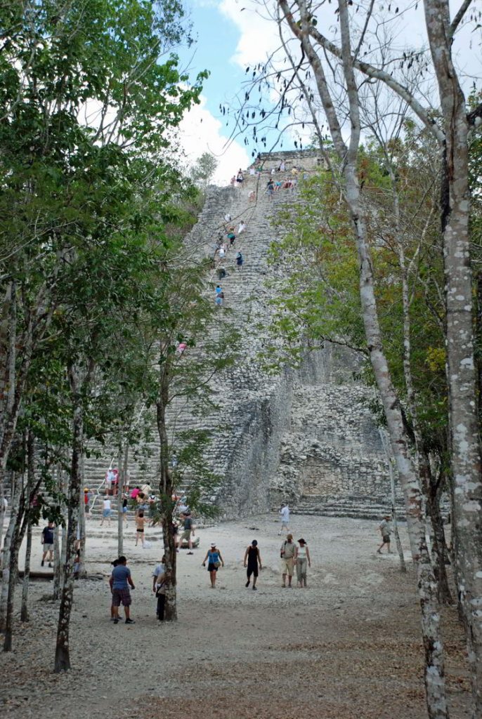An image of the Nohoch Mul Pyramid at Coba near Cancun, Mexico. 