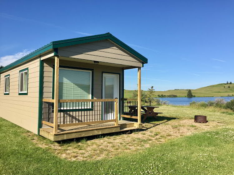 An image of a cabin at Cypress Hills Provincial Park - glamping in Alberta. 
