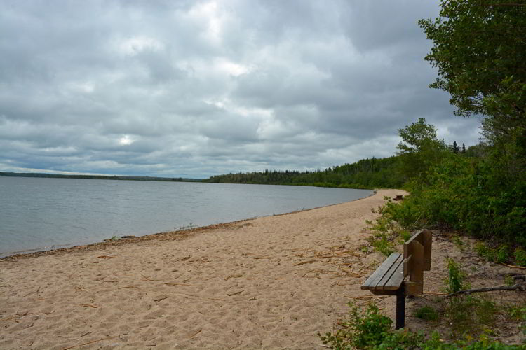 An image of the beach at Sir Winston Churchill Provincial Park in Alberta, Canada. 