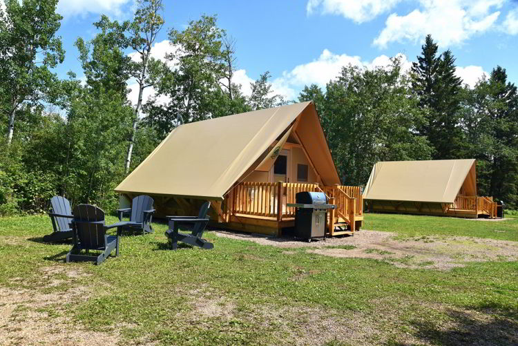 An image of an oTENTik at Elk Island National Park in Alberta, Canada. 