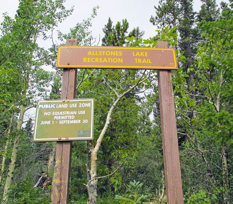 An image of the Allstones Lake Trailhead in Bighorn Backcountry, Alberta, Canada. 