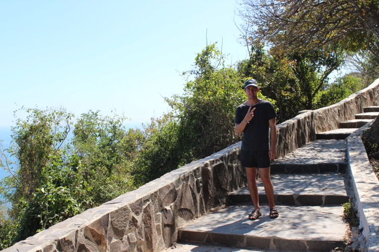 An image of the steps leading to El Faro Lighthouse in Mazatlan, Mexico. 