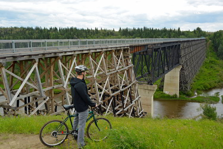 An image of the Beaver River Trestle Bridge near Cold Lake, Alberta - Iron Horse Trail.  