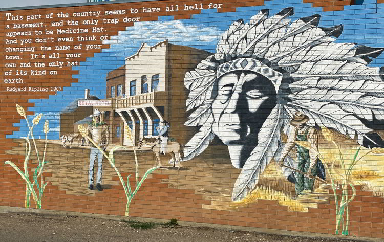 An image of a painted mural in Medicine, Hat, Alberta, Canada.