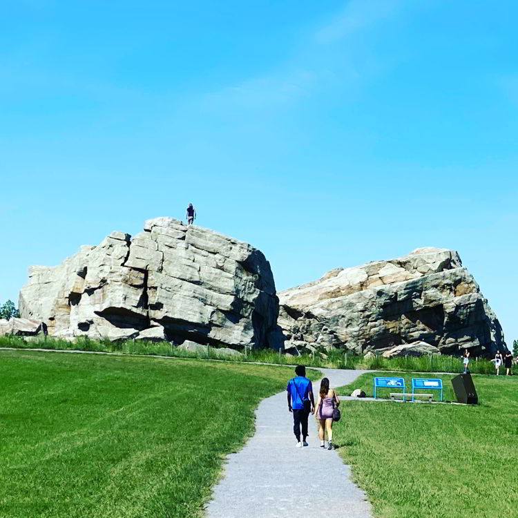 An image of the Okotoks Erratic near Okotoks in Alberta, Canada. 