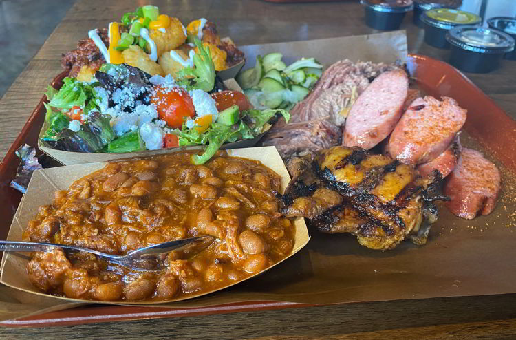 An image of a plate of food from Skinny's  Smokehouse in Medicine Hat, Alberta, Canada. 