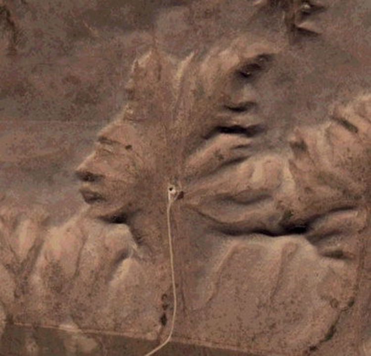 an image of the Badlands Guardian taken by Google Earth. 