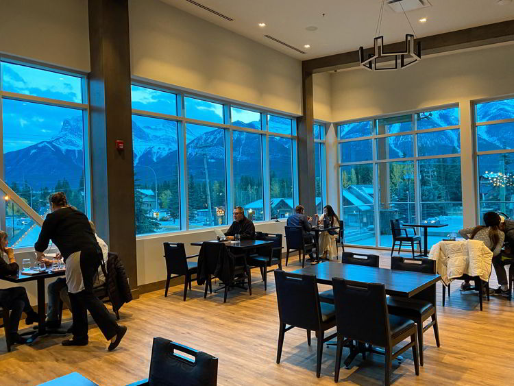 An image of the dining room at the Sensory Restaurant in Canmore. 